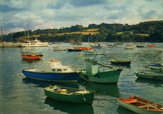 Cartolis Douarnenez (Finistère) - Le vieux port, au fond les Plomarc'h