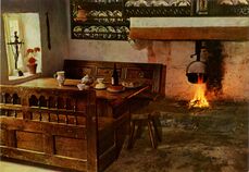 Cartolis Plonévez-Porzay (Finistère) - Intérieur de Chaumière du Porsay