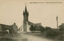 Cartolis Beignon (Morbihan) - L'Eglise, façade Ouest et le Calvaire